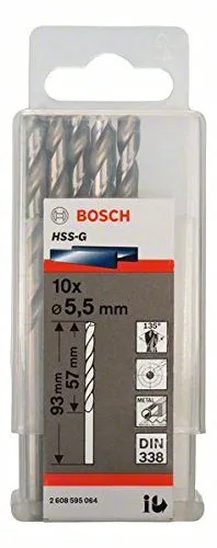 סט 10 מקדחי 5.5 מ"מ למתכת HSS-G