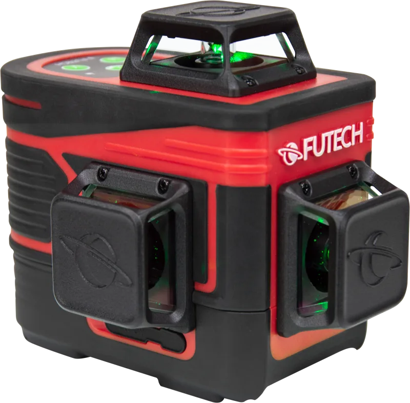 מאזנת לייזר ירוק FUTECH 3D דור חדש דיוק 2mm/10m כולל 2 סוללות נטענות ומטען במזוודה – תמונה 4