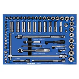 מגש בוקסות 61 חלקים כולל ראצ'ט 1/4"+1/2" לארון כלים