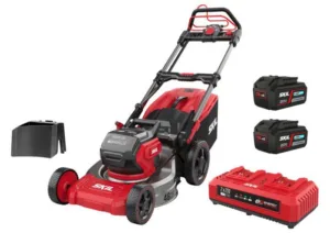מכסחת דשא נטענת 40v גוף מתכת רוחב 460 מ"מ מנוע ללא פחמים כולל 2 סוללות 4Ah מטען כפול ותיק נשיאה