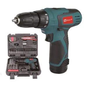 מארז מברגה/מקדחה גיר 12v-1.3Ah כולל סוללה לתיום מטען וסט אביזרים ענק
