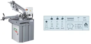 Alternative view of מסור סרט למתכת תלת פאזי 2085 מ"מ 1650w עד 170 מ"מ ירידה אוטומטי קירור מים תוצרת טאיוואן