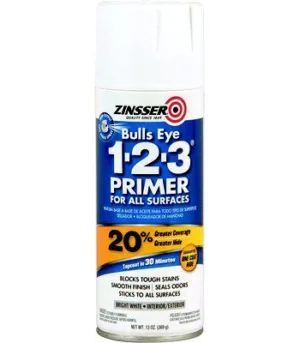 ספריי צבע פריימר לבן 1-2-3 Bulls Eye צבע יסוד לכל משטח