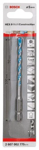 Alternative view of מקדח 5x100 מ"מ לאימפקט רב שימושי כחול קרמיקה, ברזל, עץ ואבן