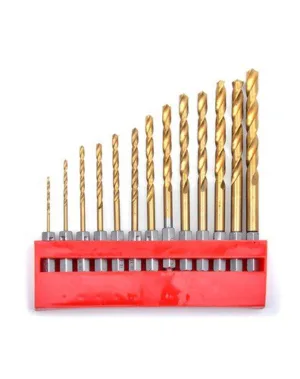 סט 13 מקדחים למתכת טיטניום הינע "1/4 לאימפקט