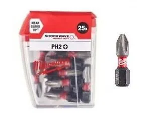 לא במלאי! מארז סט 25 ביטים PH2 על 25 מ"מ לאימפקט ShockWave