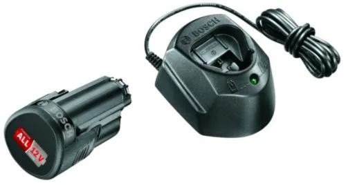 לא במלאי! מטען בוש 12v דגם GAL1210 + סוללה 10.8v/12v הספק 1.5Ah - לסדרה ירוקה 1600A01L3D