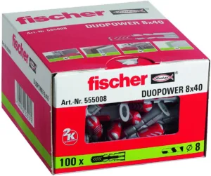 מיתד ניילון אוניברסלי 8 מ"מ אורך 40 מ"מ DUOPOWER Dowel דיבל מארז 100 יח