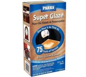 לכה לעץ אפוקסי סופר גלייז 75 crystal-clear כמות 946 מ"ל לכיסוי 6.4 מ"ר