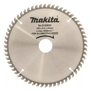 להב וידיה 185 מ"מ לעץ/MDF/PVC/למינציה "¼7 185 מ"מ 60 שן קדח 30 מ"מ D-63622