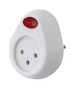 שקע כוח + תקע עם מפסק מואר 16A לבן - קופלונג