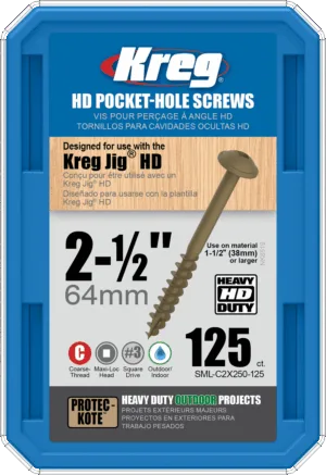 בורג HD אורך 64 מ״מ כמות 125 יחידות