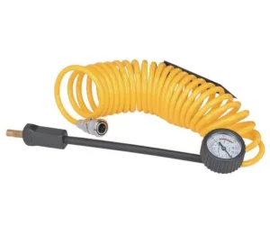 צינור לחץ אויר לקומפרסור 12v אורך 5 מטר כולל מנפח גלגלים עם שעון לקומפרסור 12v לניפוח