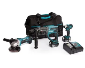 סט 3 כלים - נטען פטישון אימפקט ומשחזת 18V MAKITA כולל 2 סוללות 4.0Amp