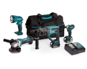 סט 4 כלים - מברגת אימפקט פטישון משחזת ופנס 18V4.0AmpX2