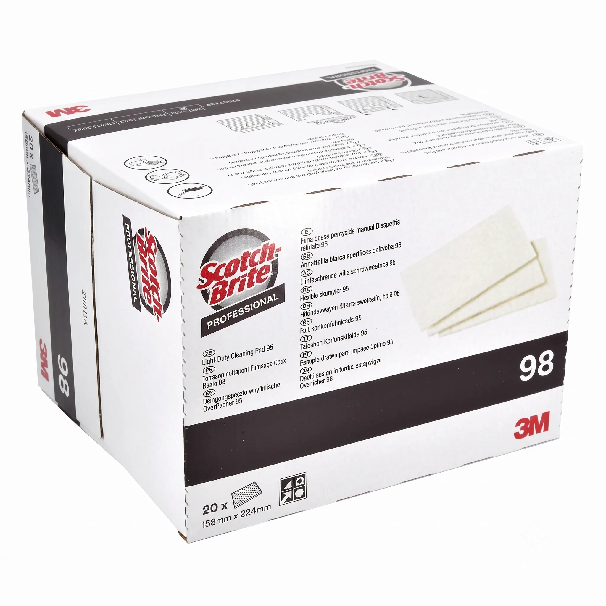 סקוטש לבן עדין משובח - לא שורט במידה 158x224 מ"מ Scotch-Brite™ Delicate Surface - כמות 1 – תמונה 2