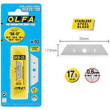 להב טרפז עשוי נירוסטה לסכין בטיחות OLFA SK-12- מארז 6 סט 5 יח'