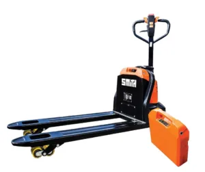 עגלת משטחים נטענת עד 1.5 טון מתח 24v נסיעה והרמה חשמלית סוללת Lithium נשלפת