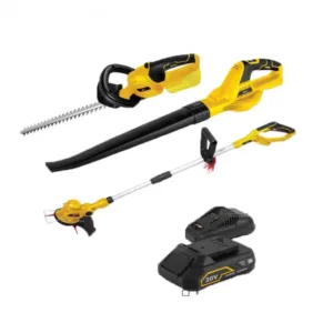 סט כלי גינון נטענים 20V מפוח עלים + קוצץ קנטים + גוזם גדר + סוללה 2.0A + מטען מהיר GPT TOT043