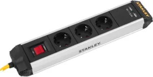 רב שקע 3 שקעים חשמל תעשייתי למקצוענים - 2 יציאת USB 2.3A ומתג כיבוי + כבל 3 מטר