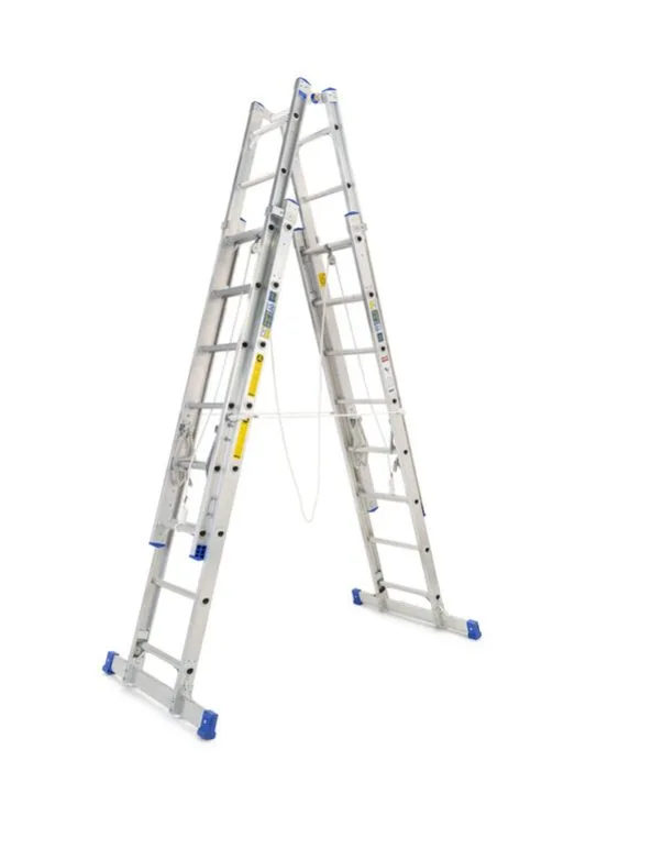 סולם אלומיניום דו-צדדי שחיל 10 שלבים 4.9 מטר 35 ק"ג מקצוענים 180 ק"ג תוצרת חגית