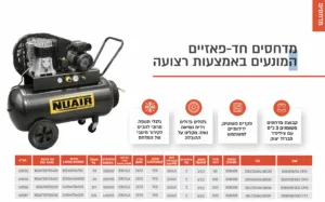 Alternative view of קומפרסור 200 ליטר חד פאזי 3.0 כ"ס 390 ליטר בדקה