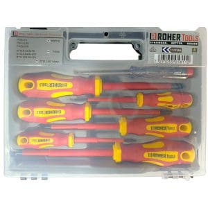 סט 6 מברגים מבודדים (פיליפס + שטוח) 1000V VDE + טסטר