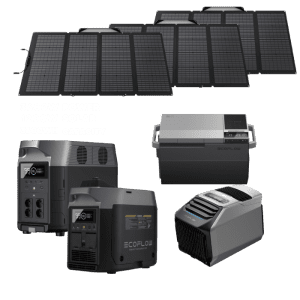 קיט תחנת כח ECOFLOW DELTA PRO ULTIMATE + מקרר שטח + מזגן שטח + גנרטור חכם + סט 3 פאנלים סולאריים 400W