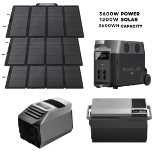 קיט תחנת כח ECOFLOW DELTA PRO ULTIMATE + מקרר שטח + מזגן שטח + סט 3 פאנלים סולאריים 400W