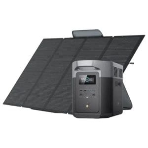 קיט תחנת כוח ניידת גנרטור נטען DELTA2MAX יציאת חשמל 2400w קיבולת 2000wh + פאנל סולארי מתקפל 400w כולל כבל + תיק