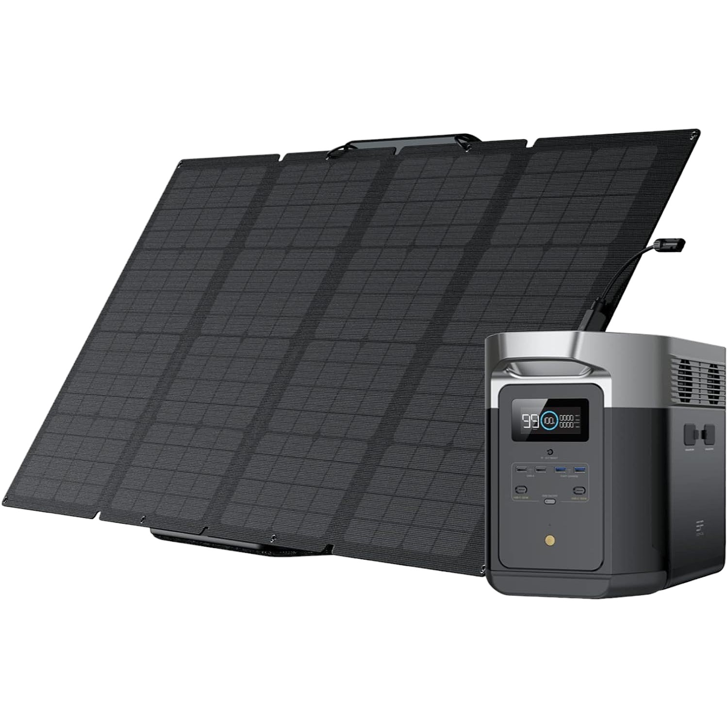 קיט סולארי ECOFLOW - תחנת כח DELTA2 קיבולת 1Kwh -הספק 1.8KW + פאנל סולארי מתקפל 400W