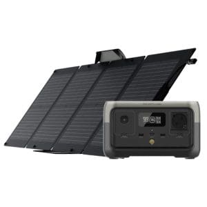 קיט סולארי ECOFLOW - תחנת כח RIVER2 LIFEPO4 קיבולת 0.256Kwh -הספק 0.3-06KW טעינה מהירה פאנל סולארי מתקפל 110W
