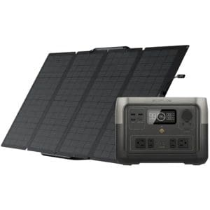 קיט סולארי ECOFLOW - תחנת כח RIVERMAX2  LIFEPO4  קיבולת 0.512Kwh -הספק 0.5-1KW  טעינה מהירה פאנל סולארי מתקפל 160W