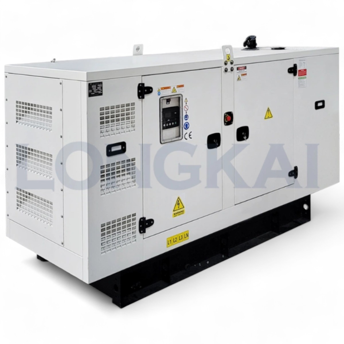 גנרטור דיזל תלת פאזי 22kVA מנוע 1500 סל"ד 750 ק"ג 2020x900x1150 מ"מ לחרום