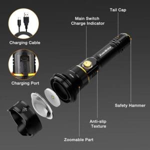 Alternative view of פנס יד LED נטען USB-C אלומיניום 1000 לומן כולל 4 מצבי תאורה עד 13 שעות עבודה