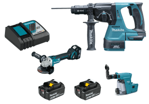סט כלים נטען 18V Brushless פטישון DHR243 משחזת DGA504 כולל 2 סוללות 6.0Ah ומטען