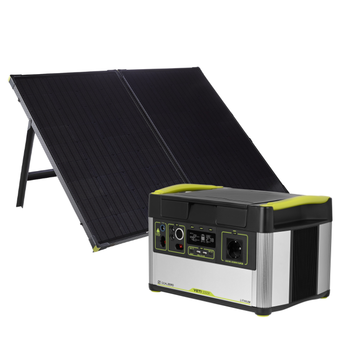 קיט סולארי לקמפינג - קיבולת 1000Wh, הספק 1500/3000W, סולארי GOALZERO 200W