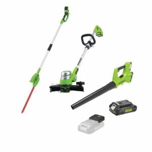 דיל QUICK DELUXE מגזמת גובה + קוצץ קנטים + מפוח עלים 24V + סוללה 2A ומטען מיקרו