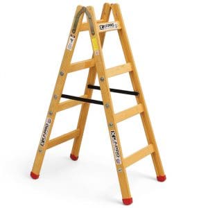 סולם עץ תקני איכותי 2x4 שלבים KAPRO גובה 130 ס״מ רוחב 30 ס״מ עומק 2.2 ס״מ עד 150 ק״ג