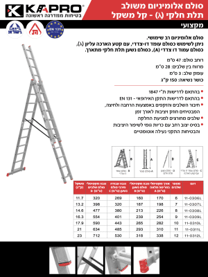 Alternative view of סולם אלומיניום ג ביתי 3x6 עד 390 ס״מ משקל 5.0 ק״ג רוחב 47 ס"מ - מרווח 28 ס”מ עומק 3 ס"מ עד 150 ק”ג