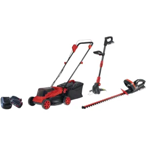 סט כלים מכסחת דשא 40v + חרמש 20v וגוזם גדר חיה 20v כולל 2 סוללות 2.5Ah ומטען