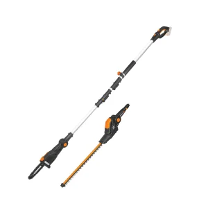 מסור שרשרת גובה נטען 20v + גוזם ענפים נטען + מוט - גוף בלבד