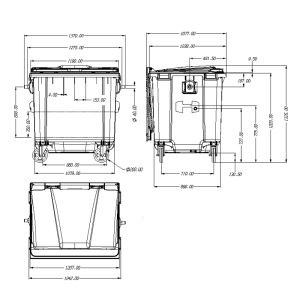 Alternative view of פח אשפה ירוק 1100 ליטר כולל רגלית