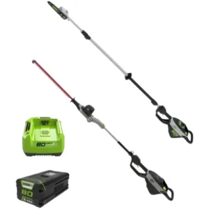 דיל קומבי גובה PRO 80v הכולל מגזמת גובה + מסור גבהים טלסקופי + סוללה 4.0Ah ומטען מהיר Greenworks
