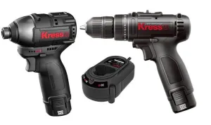 סט כלים 12v מברגת אימפקט KU203 + מברגה/מקדחה KU200 כולל 2 סוללות 2Ah ומטען