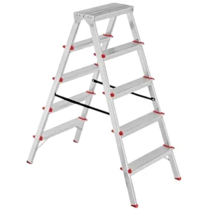 סולם דרגש אלומיניום דו צדדי 2x4 שלבים  רוחב חלק תחתון 47 ס"מ גובה פתוח 87 ס"מ סגור 95 ס"מ משקל 4.2 ק"ג