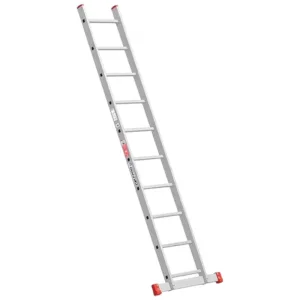 סולם אלומיניום נשען מקצועי עם רגל מייצבת 10 שלבים 314 ס"מ 7.10 ק"ג