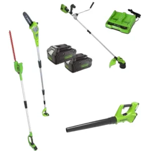 דיל SWIFT – מסור גבהים “8 24V +מגזמת גובה 24V+קיט חרמש/קוצץ (2X24V) 48V BL + נינג’ה + 2X4.0Ah + מטען (4A)Dual Port*מפוח 24V מתנה* greenworks 24V 99579/15