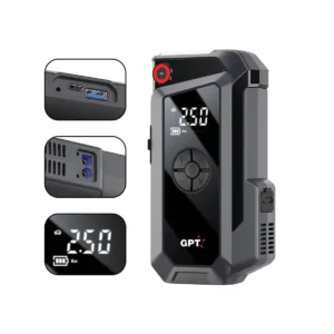 בוסטר התנעה לרכב 12V עם קומפרסור מובנה 8000mAh דגם BO16COM מבית GPT – תמונה 3