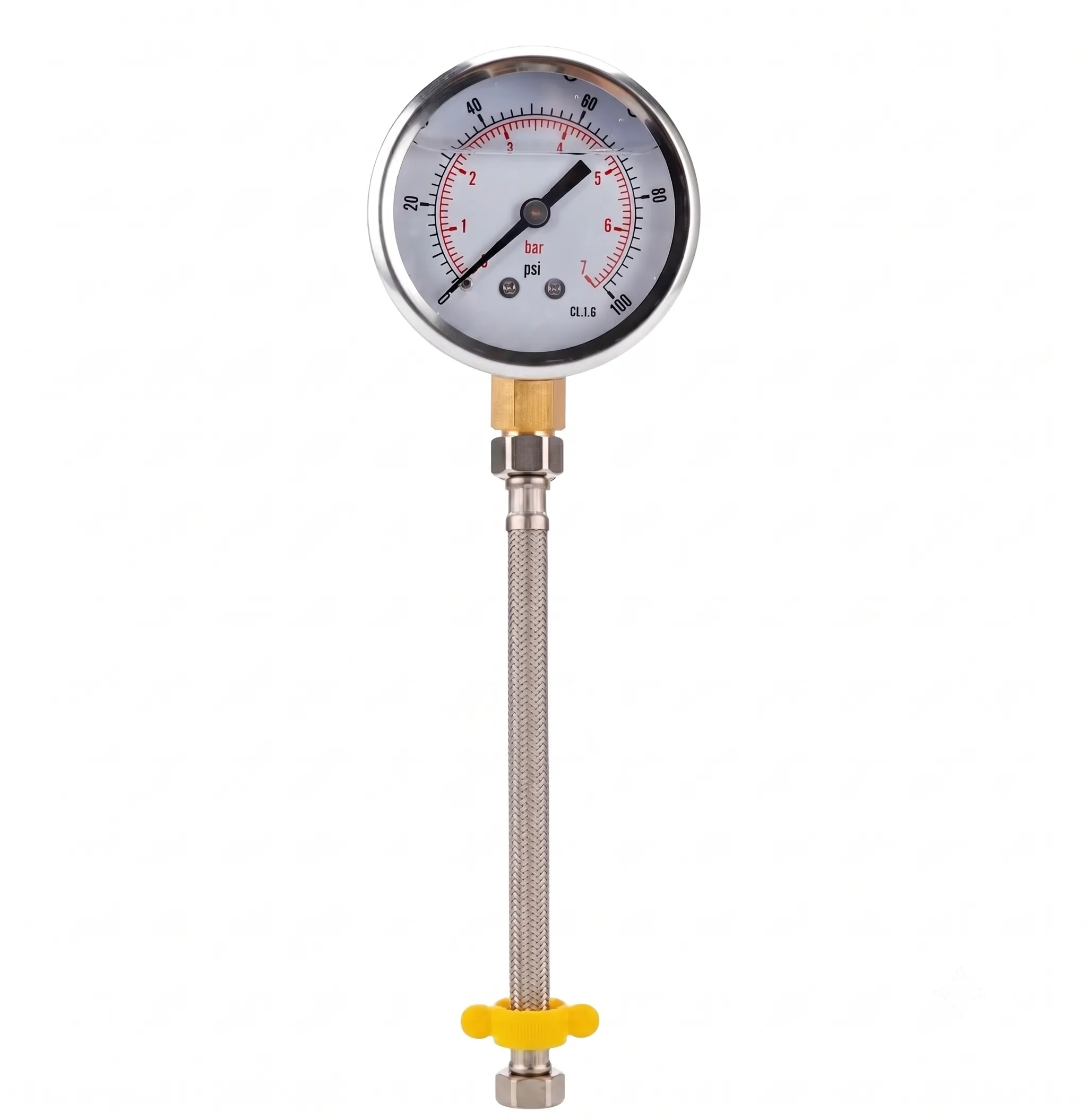 שעון לבדיקת לחץ מים 0-10 בר כולל צינור הברגה "½ שעון גליצרין TS